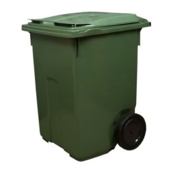 Мусорный контейнер для ТБО/ТКО, 370 л, на колёсах, с крышкой, пластик, евро, цвет: зеленый