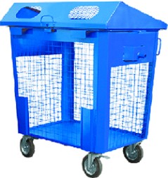 Контейнер для раздельного сбора мусора, 1,1 м3, на колесах, с крышкой, металл, цвет: синий