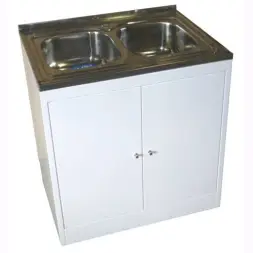Тумба МТ-2 с 2-чашечной мойкой 800x600x830 мм Белый
