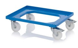 Тележка для ящиков с колёсами из полиамида RO 64 PA FE, синего цвета