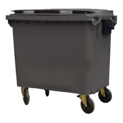Мусорный контейнер для ТБО/ТКО, 660 л, на колёсах, с крышкой, пластик, евро, цвет: серый