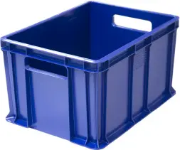 Ящик пластиковый сплошной, 400×300×230 мм, 21.6 л, синий [703.03.01]