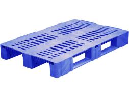 Паллет (поддон) пластиковый перфорированный на 3-х полозьях, 1200х800х150 мм, серый [1200800150-02]