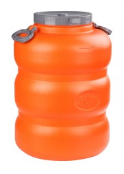Бочка пластиковая пищевая 50 л, с крышкой и ручками, оранжевая