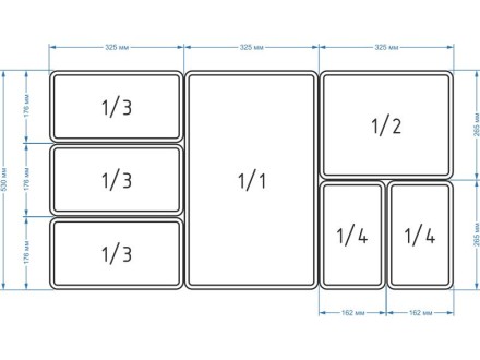 Гастроемкость п/п 1/1, 530x325х150