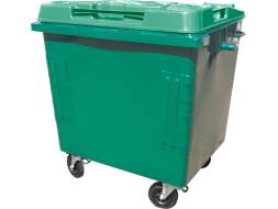 Контейнер для мусора металлический на колесах с пластиковой крышкой, 1100 л (1.1 м³), зеленый [КТБО-1,1 зелёный]