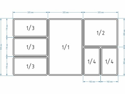 Гастроемкость п/п 1/1, 530x325х65