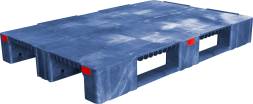Паллет (поддон) пластиковый сплошной усиленный на 3-х полозьях, 1200x800х150 мм, синий [TR 1208-1-1]