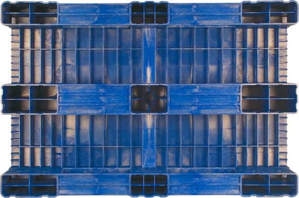 Паллет (поддон) пластиковый сплошной на 3-х полозьях, 1200x800х150 мм, синий [TR 1208-1]