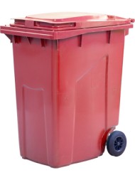 Пластиковый мусорный контейнер с крышкой, 360л, на колёсах, цвет: красный