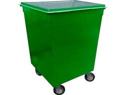 Контейнер металлический для ТБО/ТКО на колесах без крышки, 750 л (0.75 м³), зеленый [КМ 0.75-4 зелёный]