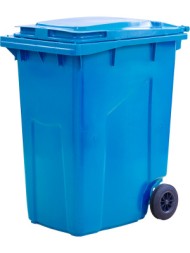 Пластиковый мусорный контейнер с крышкой, 360л, на колёсах, цвет: синий