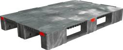 Паллет (поддон) пластиковый сплошной усиленный на 3-х полозьях, 1200x800х150 мм, серый [TR 1208-1-1]