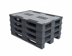 Паллет (поддон) пластиковый перфорированный на 3-х полозьях, 1210х810х160 мм, серый [02.106.91]