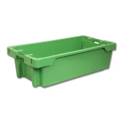 Ящик пластиковый с ручками для рыбы, 800х400х225 мм, сплошной, зелёный