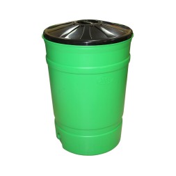 Бочка садовая пластиковая 200 л, с крышкой, круглая, зелёная