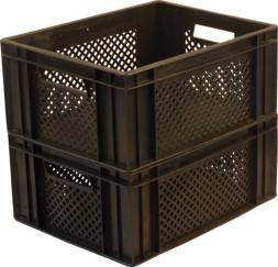 Ящик пластиковый перфорированный, 410×315×180 мм, 23 л, черный [302-Б2]