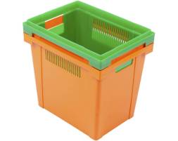 Ящик пластиковый с перфорированными стенками для цветов, 400х300х350 мм, оранжевый [400300350-01]