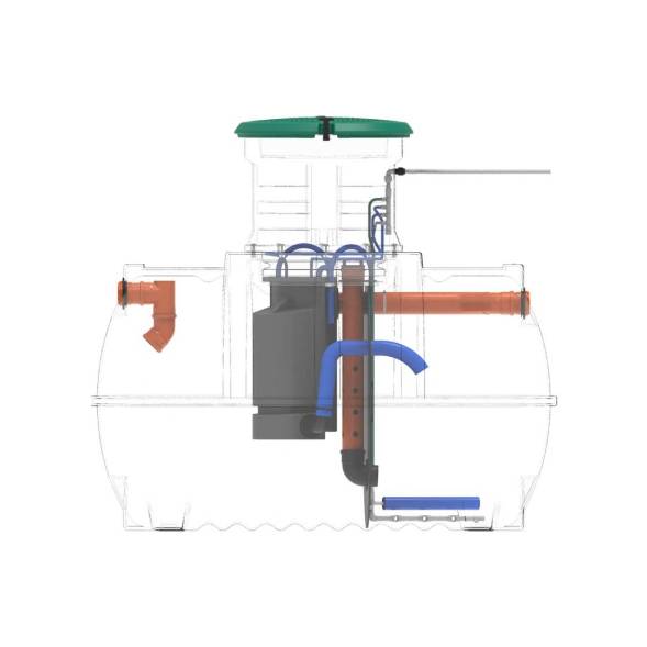 Автономная канализация Rostok Ground 6 с горловиной 600 мм и принудительным отведением, 2800л, черный [5042.2800.899.002]