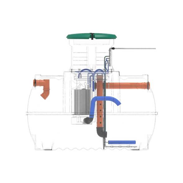 Автономная канализация Rostok Ground 6 с горловиной 600 мм и принудительным отведением, 2800л, черный [5042.2800.899.002]