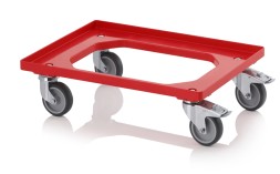 Тележка для ящиков с резиновыми колёсами RO 64 GU FE, красного цвета