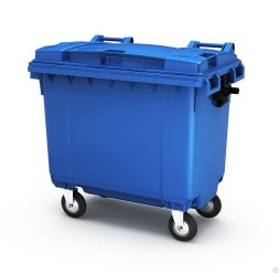 Пластиковый мусорный контейнер с крышкой, 770л, на колёсах, цвет: зеленый