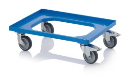 Тележка для ящиков с резиновыми колёсами RO 64 GU FE, синего цвета